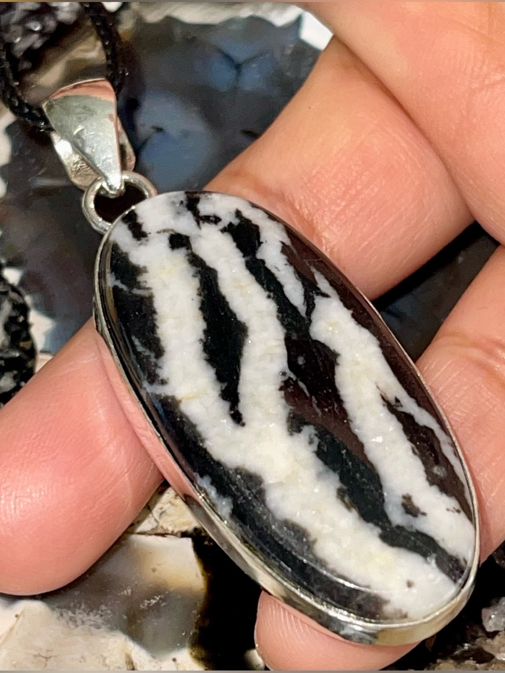 White Buffalo Turquoise Crystal Pendant 2 1/2”